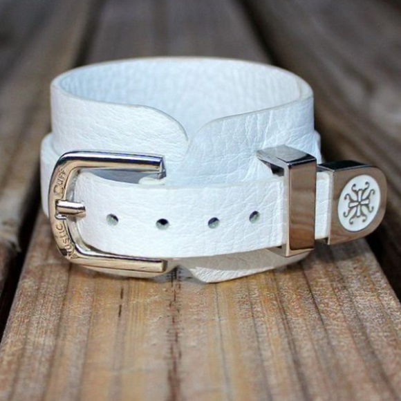 Rustic Cuff White and Silver Bracelet - Picture 3 of 13